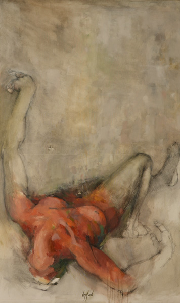Homo falling oil/canvas 90 x 120 cm